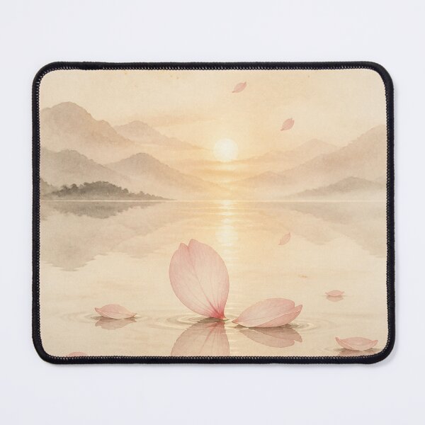 Item preview, Sakura Petals Wall Art Poster | Petals Above Still Waters, Calm Zen Lake Print designed and sold by LuminaKage.