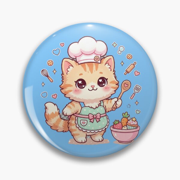 Artikelvorschau, Kawaii Chef Cat with Cooking Spoon – Cute Kitten entworfen und verkauft von Tinydoodlenest .
