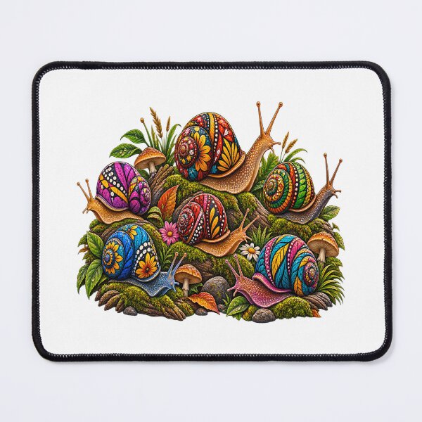 Item preview, Vintage Colorful Snail Family – Floral Patterned Garden Snail Wildlife Art designed and sold by Awarrie.