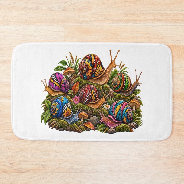 Item preview, Vintage Colorful Snail Family – Floral Patterned Garden Snail Wildlife Art designed and sold by Awarrie.