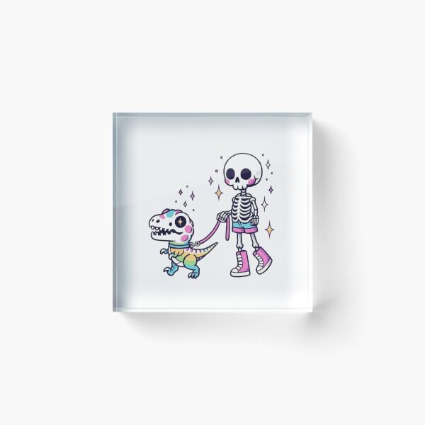 Item preview, Cute Skeleton Walking a Rainbow Skull Dog – Spooky Kawaii Halloween Design designed and sold by GrimNest.