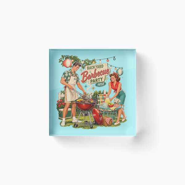 Item preview, Vintage Backyard Barbecue Party 1958 Art Print designed and sold by Normandy Road Heritage™ - Vintage Garage Art.