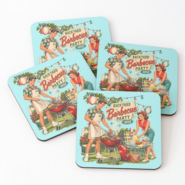 Item preview, Vintage Backyard Barbecue Party 1958 Art Print designed and sold by Normandy Road Heritage™ - Vintage Garage Art.