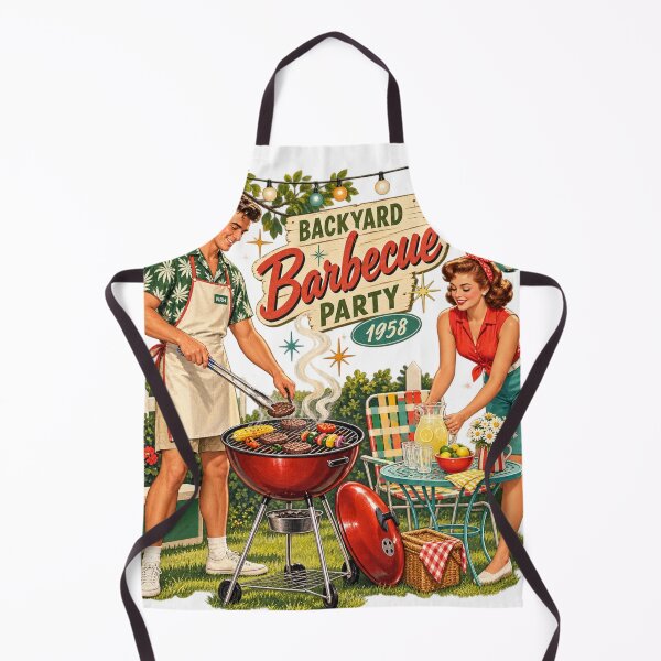 Item preview, Vintage Backyard Barbecue Party 1958 Art Print designed and sold by Normandy Road Heritage™ - Vintage Garage Art.