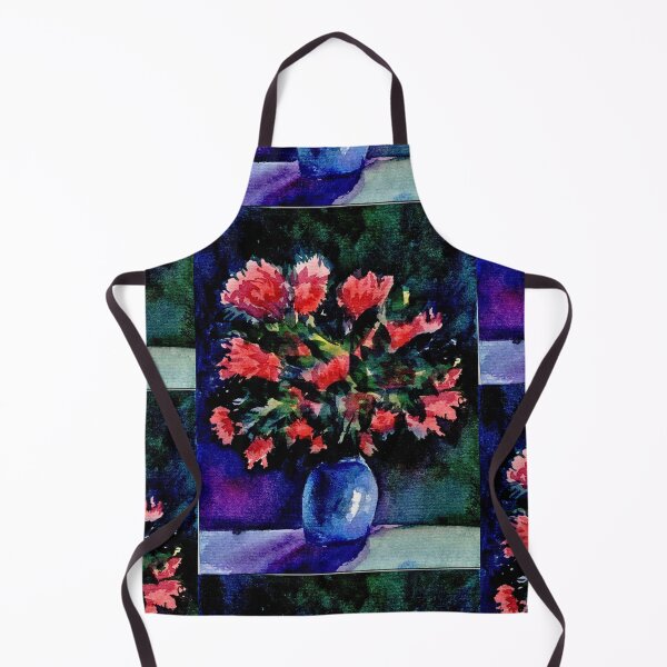 Item preview, Red Floral Watercolour Still Life Print, Botanical Wall Art | Flowers Against the Night designed and sold by ArithraStudio.