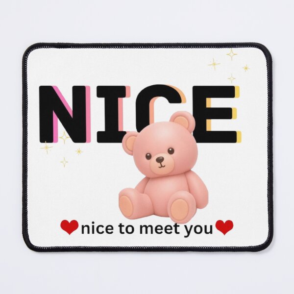 Item preview, Cute Kawaii Teddy Bear Nice To Meet You Pastel Pink designed and sold by SMinimalist613.