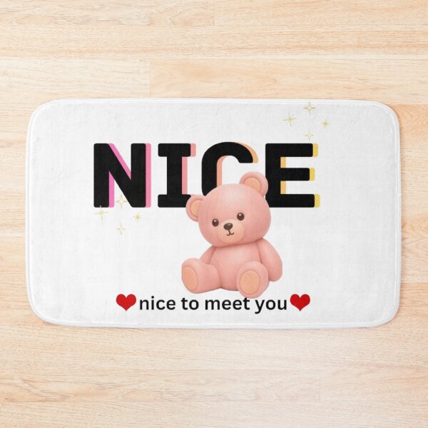 Item preview, Cute Kawaii Teddy Bear Nice To Meet You Pastel Pink designed and sold by SMinimalist613.
