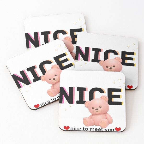 Item preview, Cute Kawaii Teddy Bear Nice To Meet You Pastel Pink designed and sold by SMinimalist613.