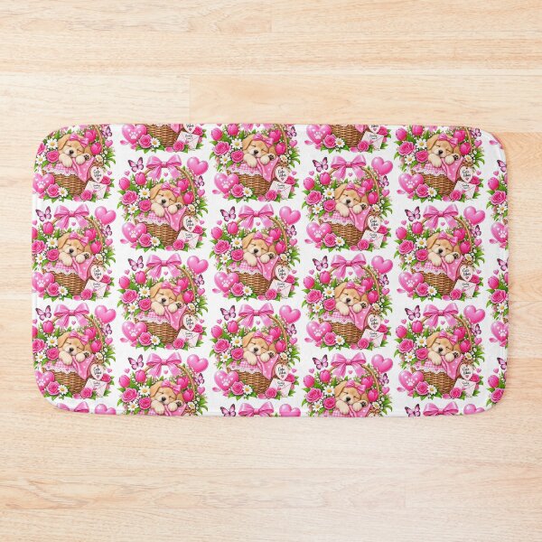 Item preview, Cute Puppy Flower Basket – Cute Vibes | Pink Floral Kawaii Design designed and sold by Ishratparween11.
