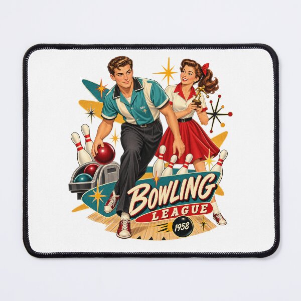Item preview, Vintage Bowling League 1958 Retro Art Print designed and sold by Normandy Road Heritage™ - Vintage Garage Art.