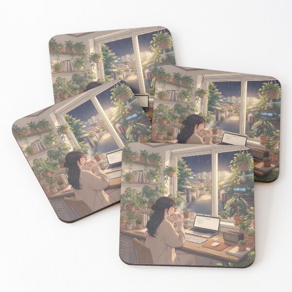 Item preview, Cozy Botanical Home Office: Plant Mom's Sanctuary in Seoul with Laptop & Latte designed and sold by SOOstudio73.