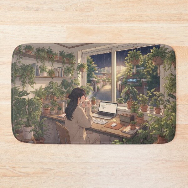 Item preview, Cozy Botanical Home Office: Plant Mom's Sanctuary in Seoul with Laptop & Latte designed and sold by SOOstudio73.
