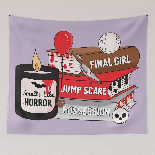 Item preview, Smells Like Horror Spooky Book Stack & Candle designed and sold by BrownHorse90s.
