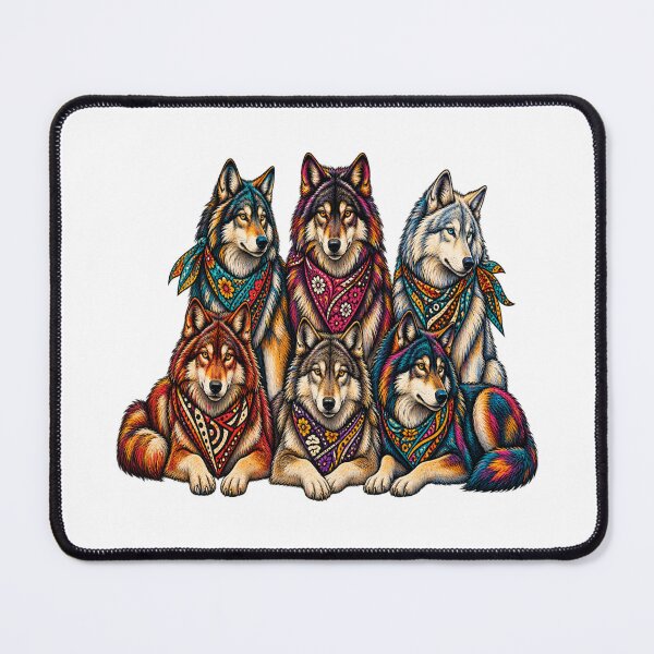 Item preview, Colorful Vintage Wolf Pack – Boho Floral Wolf Wildlife Art designed and sold by Awarrie.