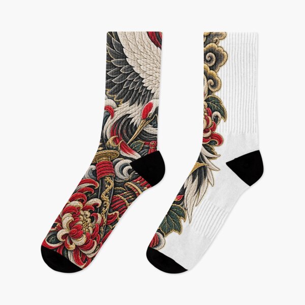 Artikelvorschau, Samurai Skull & Crane – Japanese Irezumi entworfen und verkauft von TeikunShop.