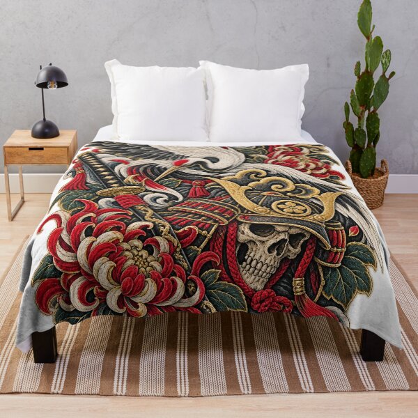 Item preview, Samurai Skull & Crane – Japanese Irezumi designed and sold by TeikunShop.