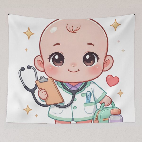 Item preview, Cute Chibi Baby Doctor Cartoon Sticker designed and sold by ChibiPCStudio.