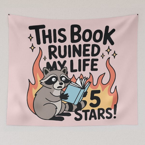 Item preview, This Book Ruined My Life 5 Stars Raccoon Reading Book designed and sold by BrownHorse90s.