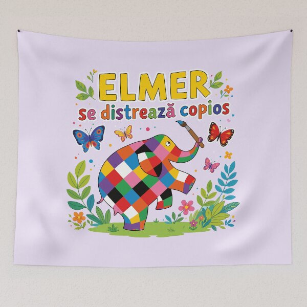 Artikelvorschau, Elmer malt mit bunten Schmetterlingen entworfen und verkauft von HappyToons Shop.