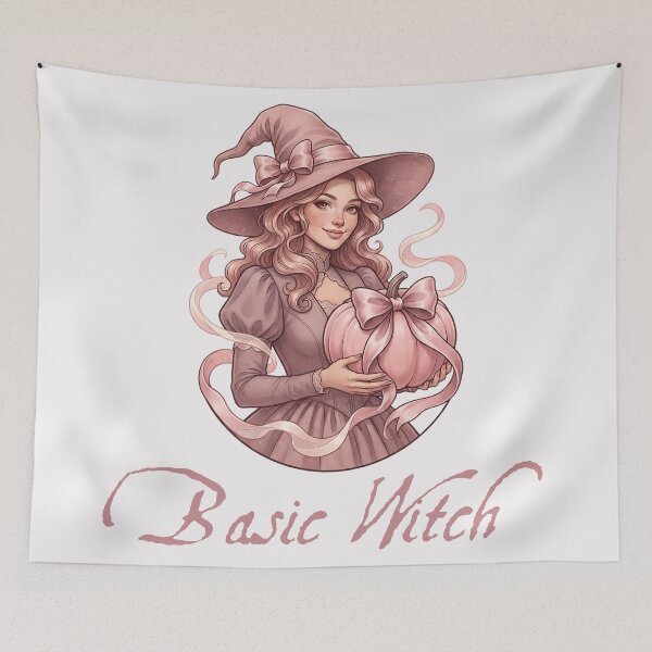 Item preview, Pastel Pinkoween Basic Witch Holding Ribbon Pumpkin designed and sold by MythicCotton.