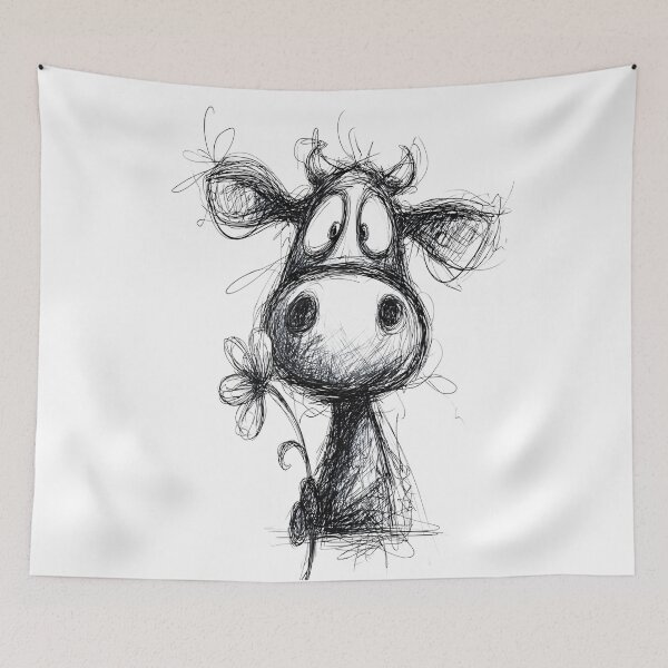 Item preview, Flower Cow Doodle designed and sold by BRETT'S ART STUDIO.