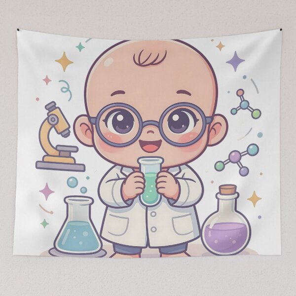 Item preview, Cute Chibi Baby Scientist Chemistry Sticker designed and sold by ChibiPCStudio.