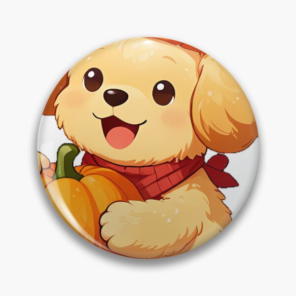 Item preview, Cute Golden Retriever Puppy in Pumpkin Patch Icon designed and sold by pumsquare.