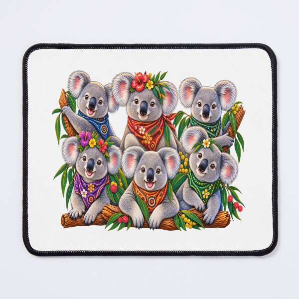 Item preview, Colorful Vintage Koala Family – Floral Australian Wildlife Art designed and sold by Awarrie.
