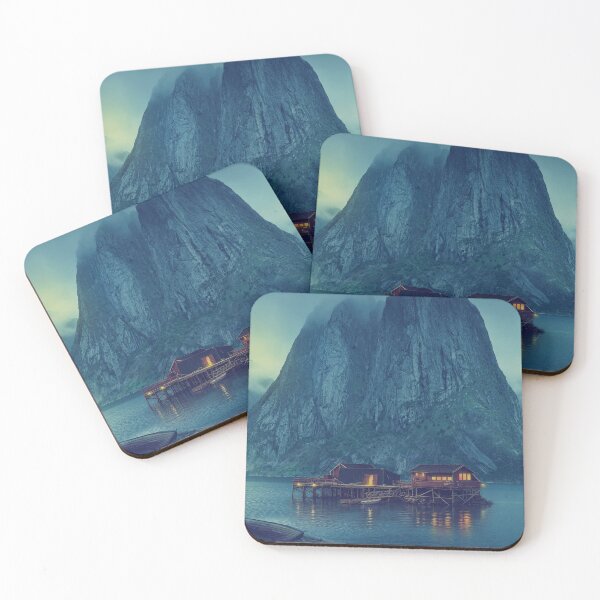 Item preview, Lofoten Norway – Twilight Harbor Cabins and Misty Mountain designed and sold by darekkocurek.