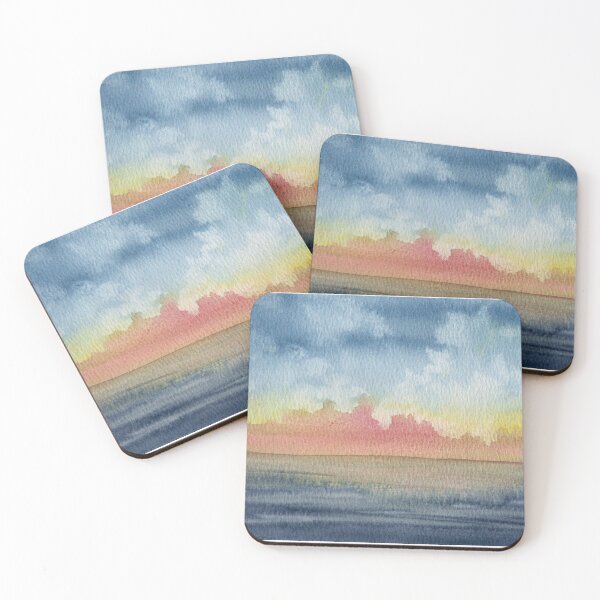 Item preview, Blue Grey Rose Watercolour Landscape Print | The Far Side of Rain designed and sold by ArithraStudio.