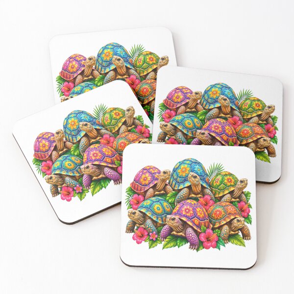 Item preview, Colorful Floral Turtles – Tropical Garden Wildlife Art designed and sold by Awarrie.