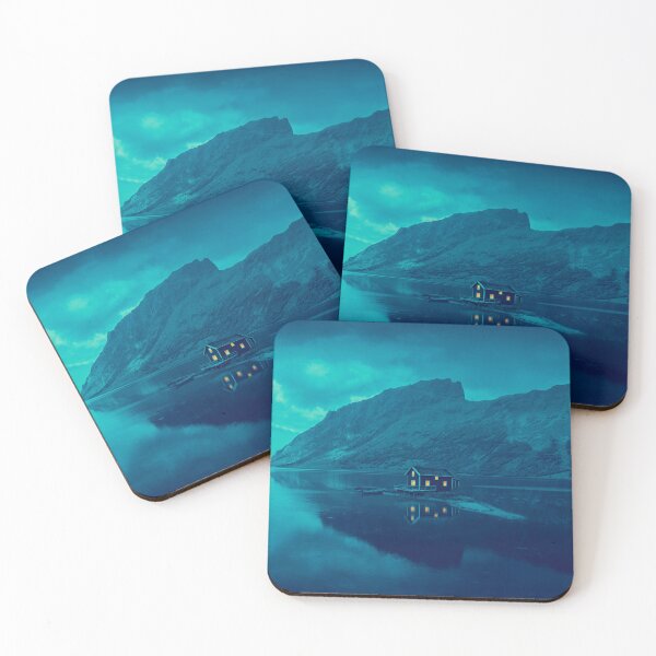Item preview, Lofoten Norway – Night Island Cabin & Reflective Mountain Lake designed and sold by darekkocurek.