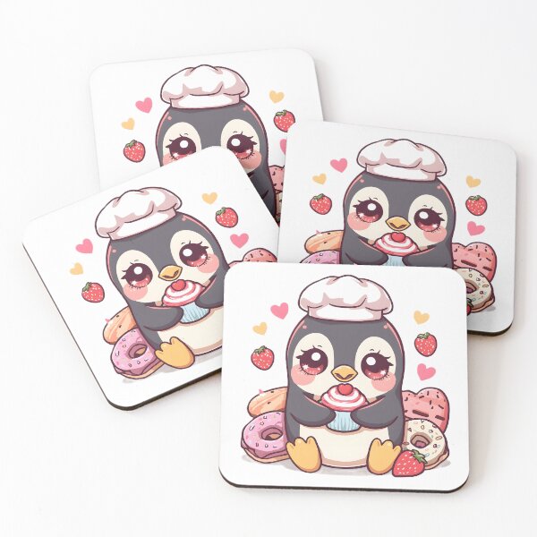 Item preview, Cute Penguin Baker with Cupcake & Donuts | Kawaii Penguin Dessert Lover designed and sold by dreamz-world.