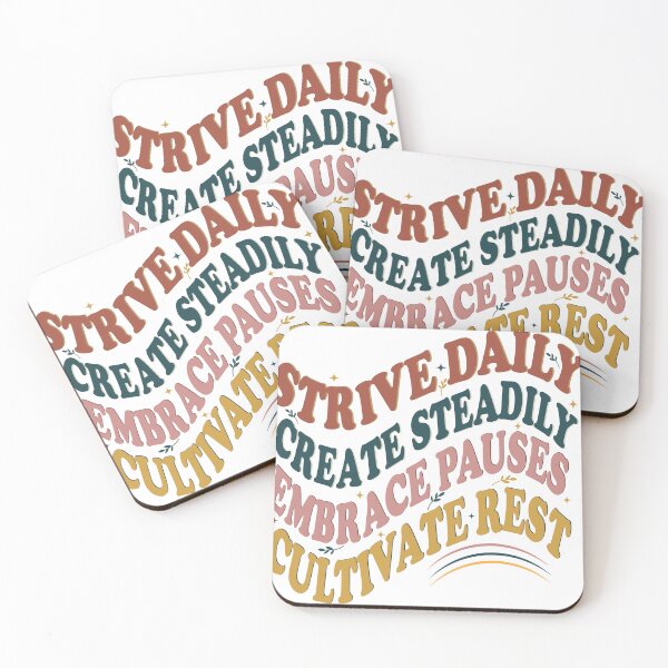 Item preview, Retro Strive Daily Cultivate Rest Wavy Quote designed and sold by Ned_Studio.