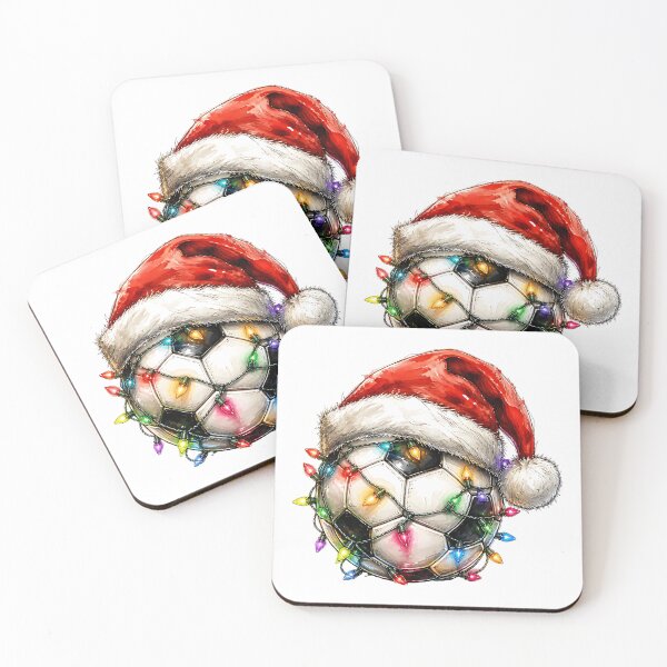 Item preview, Santa Hat Soccer Ball Wrapped In Christmas Lights designed and sold by Wilcox PhotoArt.