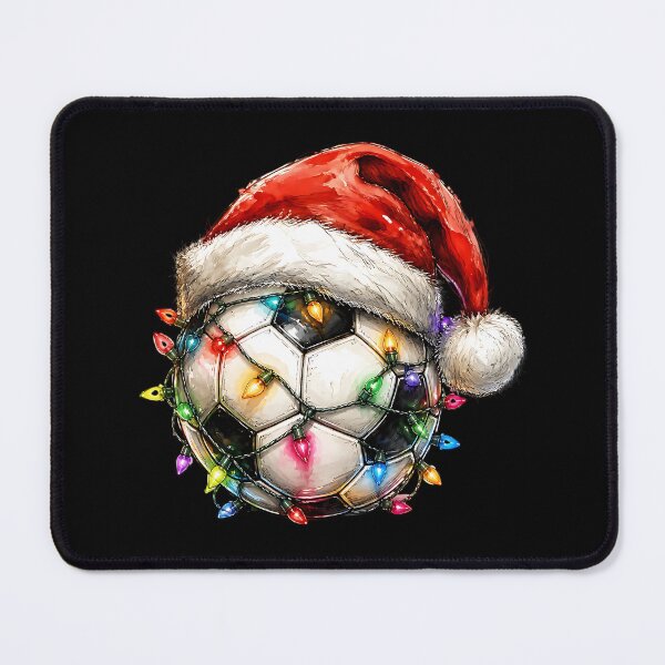 Item preview, Santa Hat Soccer Ball Wrapped In Christmas Lights designed and sold by Wilcox PhotoArt.