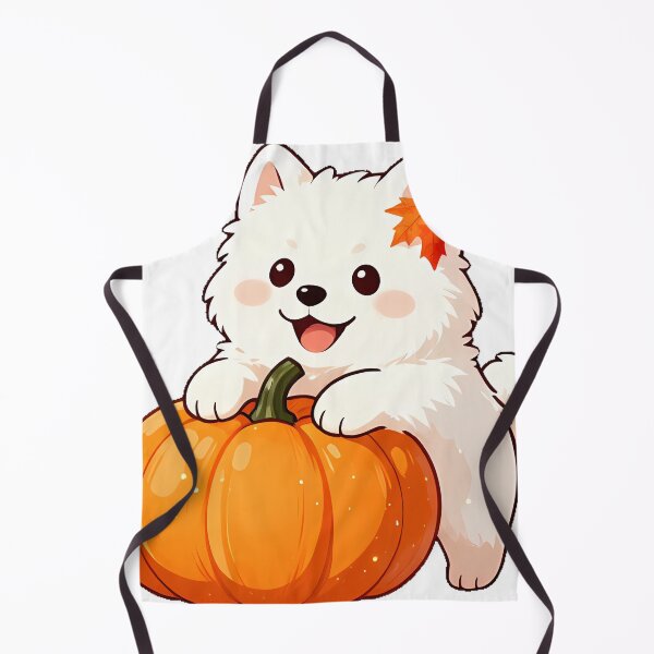 Item preview, Cute Samoyed Puppy in Pumpkin Patch Icon designed and sold by pumsquare.