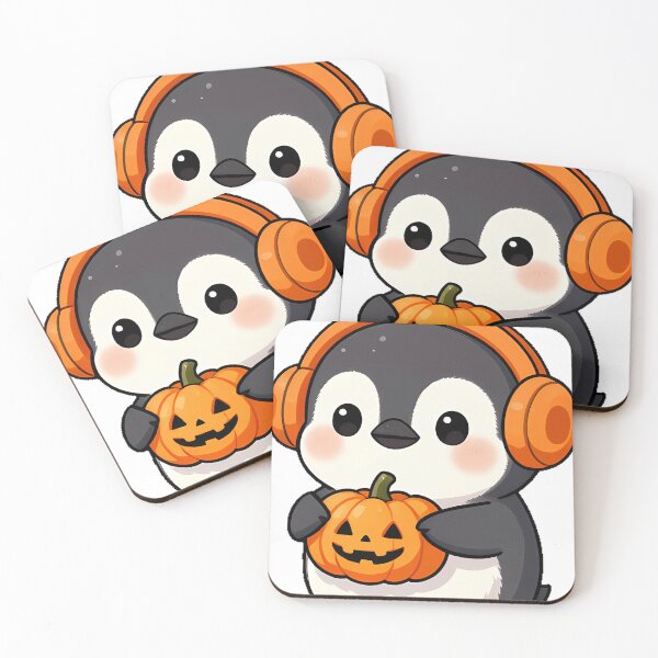 Item preview, Lindo pingüino bebé en un campo de calabazas (icono) designed and sold by pumsquare.