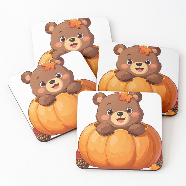 Item preview, Cute Brown Bear Cub in Pumpkin Patch Icon designed and sold by pumsquare.