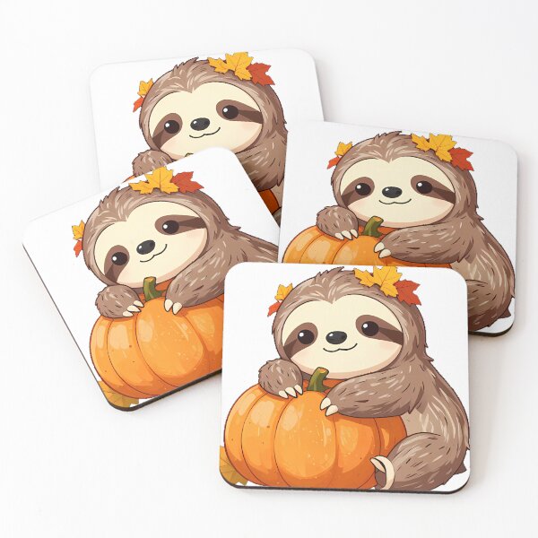 Item preview, Cute Baby Sloth hugging Pumpkin Icon designed and sold by pumsquare.