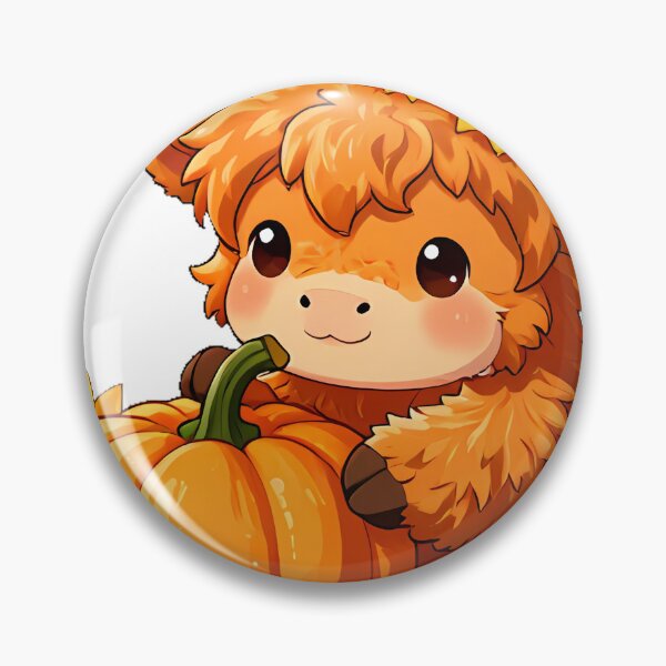 Item preview, Cute Highland Cow Calf in Pumpkin Patch Icon designed and sold by pumsquare.