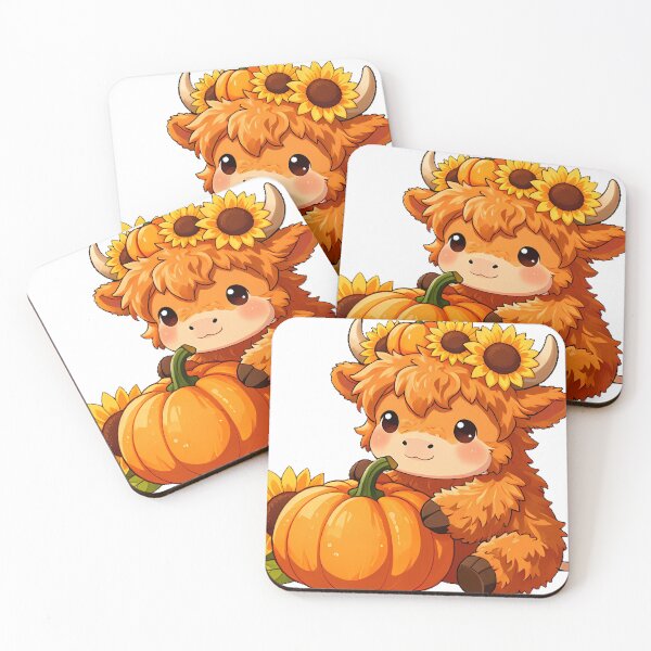 Item preview, Cute Highland Cow Calf in Pumpkin Patch Icon designed and sold by pumsquare.