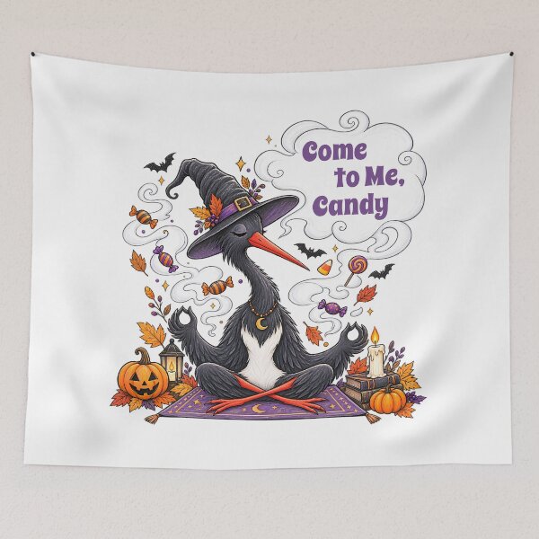 Item preview, Meditating Black Stork Witch Come to Me Candy Halloween Design designed and sold by Buli89.