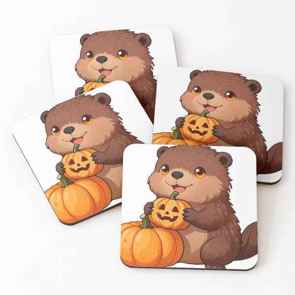 Item preview, Cute Baby Beaver with Pumpkin Icon designed and sold by pumsquare.