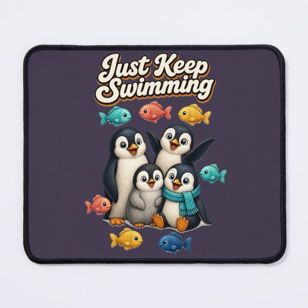 Item preview, Just Keep Swimming – Cute Penguin & 7 Fish Ocean Design designed and sold by Cartoon art with a purpose ❤️ Supporting Althea’s friends .