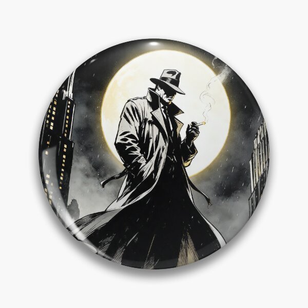 Item preview, Noir Detective on Rooftop Under Full Moon designed and sold by Lineer22.