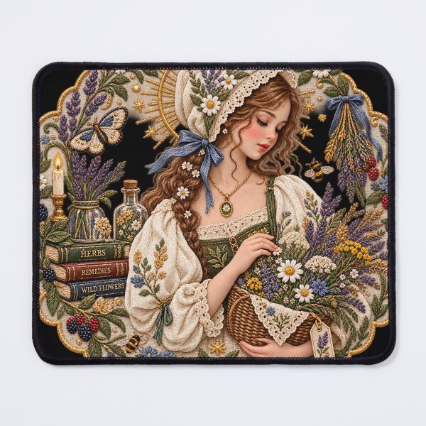 Item preview, Herbalist Embroidery – Vintage Botanical Wildflower Maiden designed and sold by Emoji Emblems.