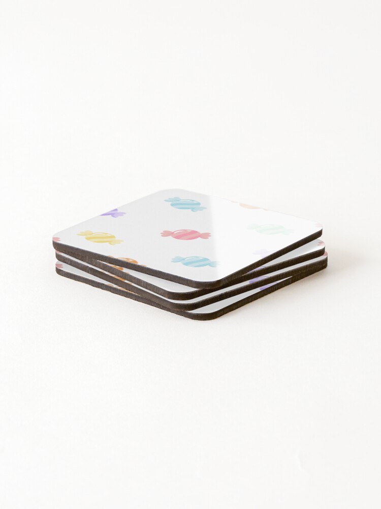 Thumbnail 4 of 5, Coasters (Set of 4), Colorful Pastel Candy Seamless Pattern designed and sold by MathuraPresent.