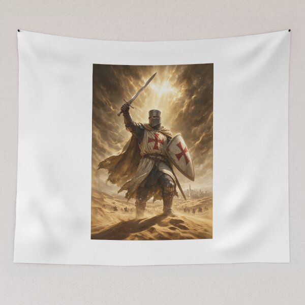 Item preview, Crusader Knight Raising Sword in Desert Storm designed and sold by Lineer22.
