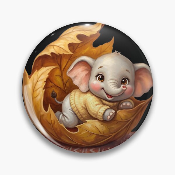 Item preview, Cute Baby Elephant Cozied Up in Autumn Maple Leaf designed and sold by BonnieGlam13.